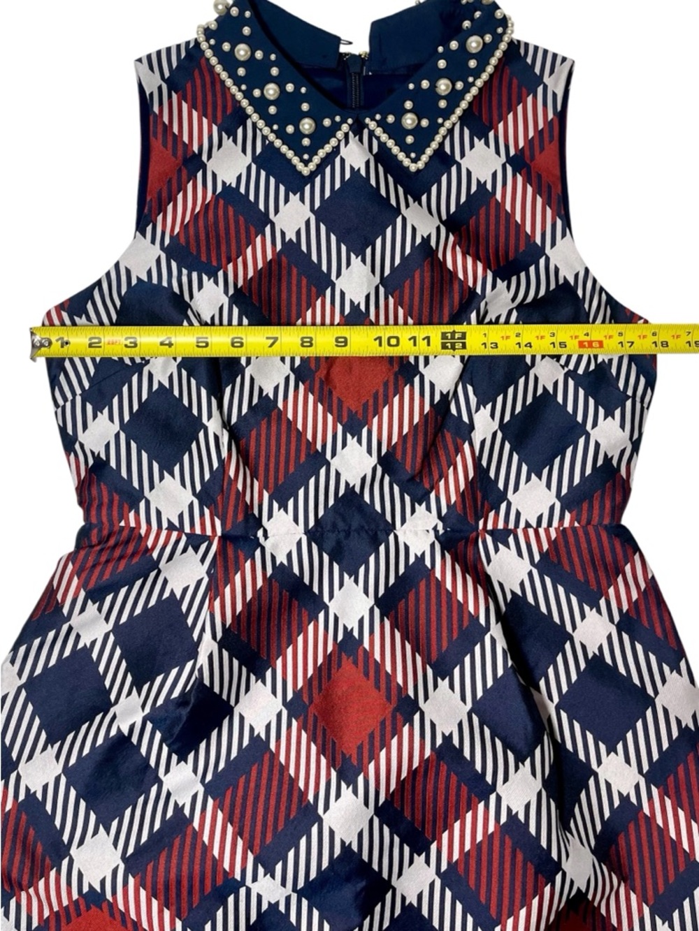 Kate Spade New York Plaid Dress Pearl Embellished Collar Size 8 NWT - Picture 12 of 13